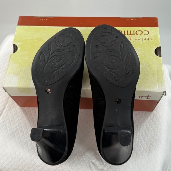 Strictly Comfort Black Peep Toe Heels with retro button size 9 women’s - Picture 5 of 12